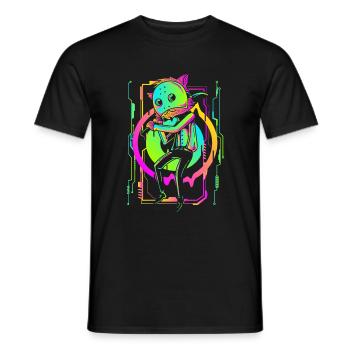 Cyberpunk Streetwear Gamer Technik - Männer T-Shirt - Schwarz - Vorne - AI Model Male 178 light (178cm)