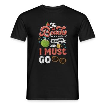Holiday, Waves, Breeze, Nature - Men's T-Shirt - black - Front - AI Model Male 178 light (178cm)