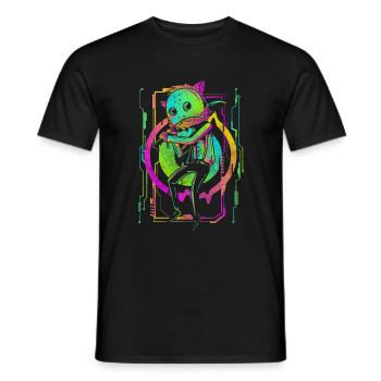 Cyberpunk Roboter Neon Manga - Männer T-Shirt - Schwarz - Vorne - AI Model Male 178 light (178cm)