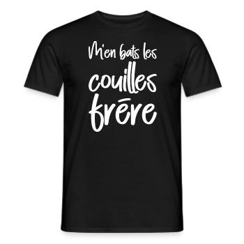 M'en bats les couilles frère - T-shirt homme - noir - Devant - AI Model Male 178 light (178cm)
