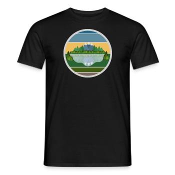 The Mountain Calls: Sonnenaufgang am Bergsee - Männer T-Shirt - Schwarz - Vorne - AI Model Male 178 light (178cm)