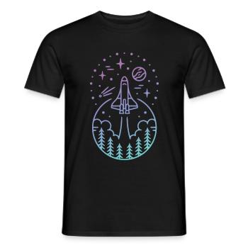 Shuttle Space Scene - Men's T-Shirt - black - Front - AI Model Male 178 light (178cm)