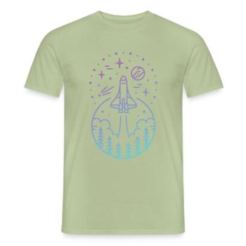 Shuttle Space Scene - Men's T-Shirt - sage - Front - AI Model Male 178 light (178cm)
