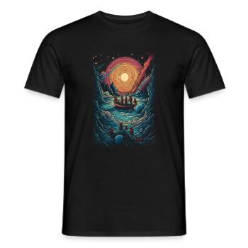 Surrealistische Kanu Gruppe im Universum Sonne - Männer T-Shirt - Schwarz - Vorne - AI Model Male 178 light (178cm)