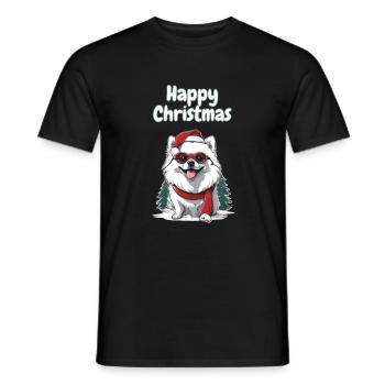weisser Pomeranian Weihnachtsmotiv - Männer T-Shirt - Schwarz - Vorne - AI Model Male 178 light (178cm)