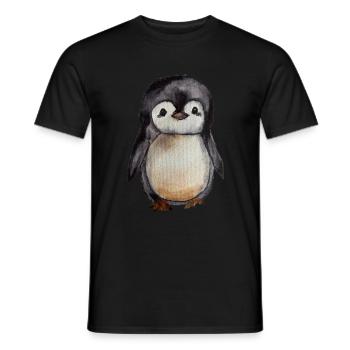 Small Cute Watercolor Penguin Hand Painted - Men's T-Shirt - black - Front - AI Model Male 178 light (178cm)
