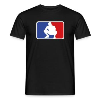 Russian squat Bratan logo - Men's T-Shirt - black - Front - AI Model Male 178 light (178cm)