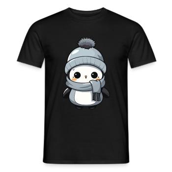 Penguin Winter Animal Cute Comic - Men's T-Shirt - black - Front - AI Model Male 178 light (178cm)
