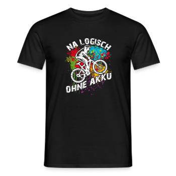 Logisch fahre ich Fahrrad ohne Akku und ohne Motor - Männer T-Shirt - Schwarz - Vorne - AI Model Male 178 light (178cm)