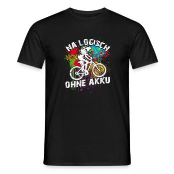 Logisch fahre ich Fahrrad ohne Akku und ohne Motor - Männer T-Shirt - Schwarz - Vorne - AI Model Male 178 light (178cm)
