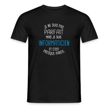 Pas parfait mais informaticien - T-shirt homme - noir - Devant - AI Model Male 178 light (178cm)