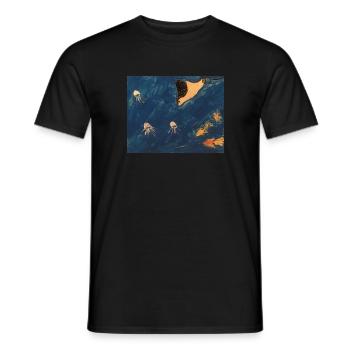Rochen mit Fischen - Männer T-Shirt - Schwarz - Vorne - AI Model Male 178 light (178cm)