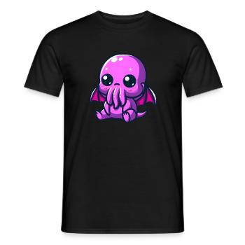 Charm of Lovecraft: Adorable Cute Baby Cthulhu - Men's T-Shirt - black - Front - AI Model Male 178 light (178cm)