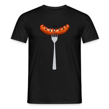 Sausage with fork sausage fork - Men's T-Shirt - black - Front - AI Model Male 178 light (178cm)