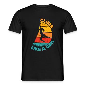 Vintage Retro Climb Like A Girl Rock Climbing - Men's T-Shirt - black - Front - AI Model Male 178 light (178cm)