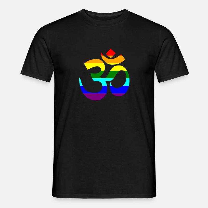 Regenbogen Om Zeichen - Männer T-Shirt - Schwarz