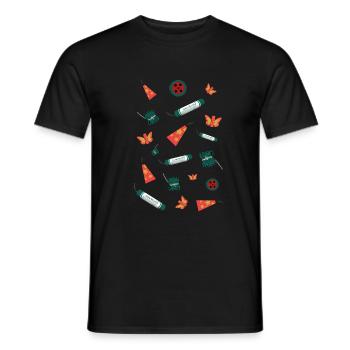 Assortiment de feux d’artifice - T-shirt homme - noir - Devant - AI Model Male 178 light (178cm)