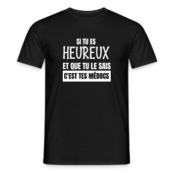si tu es heureux et que tu le sais - T-shirt homme - noir - Devant - AI Model Male 178 light (178cm)