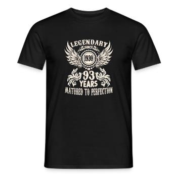 Chemise d’anniversaire vintage 93 ans anniversaire rétro - T-shirt homme - noir - Devant - AI Model Male 178 light (178cm)