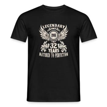 A legend becomes 32 birthday shirt for honorary - Men's T-Shirt - black - Front - AI Model Male 178 light (178cm)