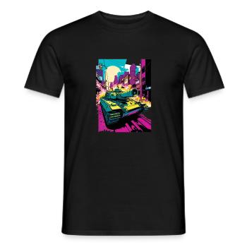 Panzer Pop Art Comic Style Leopard Panzer - Men's T-Shirt - black - Front - AI Model Male 178 light (178cm)