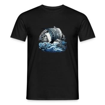 Navire viking guerrier nordique Odin Viking - T-shirt homme - noir - Devant - AI Model Male 178 light (178cm)