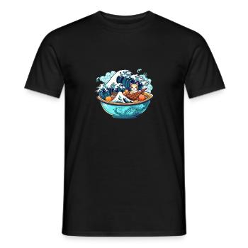 Ramen Bowl T japonais pour Otaku Kawaii Neko - T-shirt homme - noir - Devant - AI Model Male 178 light (178cm)