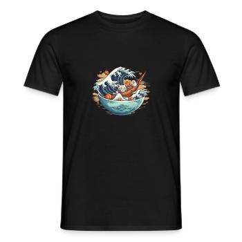 Kawaii Neko Ramen Amateurs de cuisine japonaise - T-shirt homme - noir - Devant - AI Model Male 178 light (178cm)