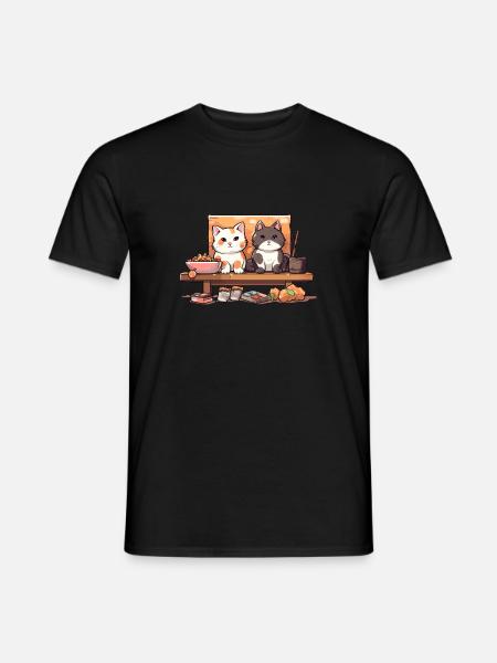 Kawaii Sushi Cat pour les fans d’anime Otaku ingénieux - T-shirt homme - noir