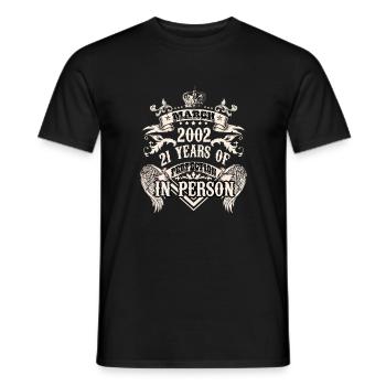 Vintage hommes anniversaire Bélier 21 ans 2002 - T-shirt homme - noir - Devant - AI Model Male 178 light (178cm)