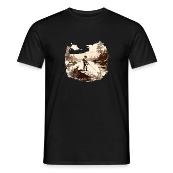 Forellenfischer Fliegenfischen Sportangler Angeln - Männer T-Shirt - Schwarz - Vorne - AI Model Male 178 light (178cm)