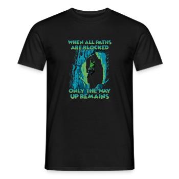 Toprope climbing mountain sports for toprope - Men's T-Shirt - black - Front - AI Model Male 178 light (178cm)