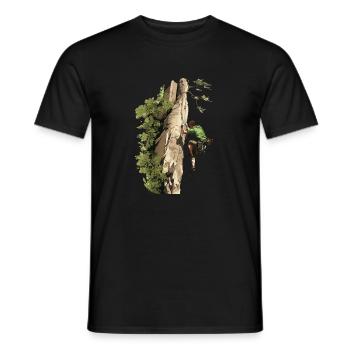 Toprope climbing nature experience for climbers - Men's T-Shirt - black - Front - AI Model Male 178 light (178cm)