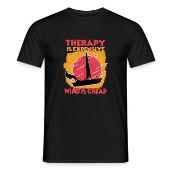 funny sailor hobby sailing boater motor boat - Men's T-Shirt - black - Front - AI Model Male 178 light (178cm)