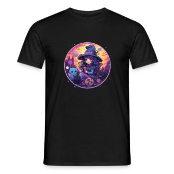 Kawaii Chibi Hexe Halloween Verkleidung Anime - Männer T-Shirt - Schwarz - Vorne - AI Model Male 178 light (178cm)