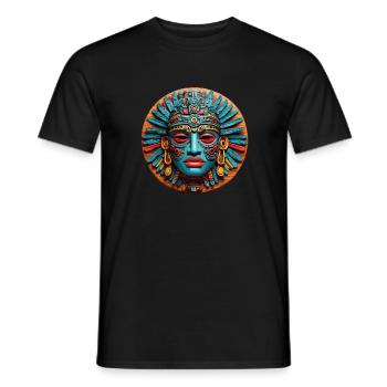 Inca Mask, Aztec Mask, Colorful Mystic Mask - Men's T-Shirt - black - Front - AI Model Male 178 light (178cm)