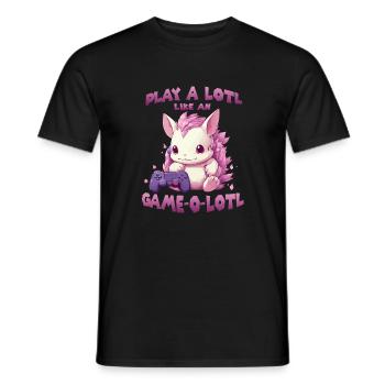 Kawaii Axolotl Gamer T | Anime Gamer Outfit | - Men's T-Shirt - black - Front - AI Model Male 178 light (178cm)