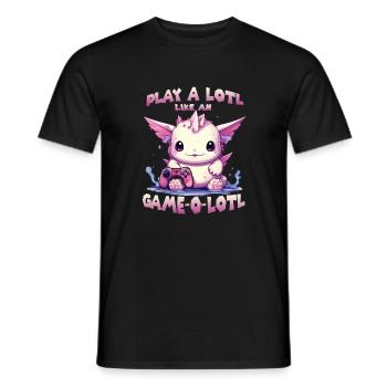Axolotl T mignon pour les joueurs | Kawaii Stuff - T-shirt homme - noir - Devant - AI Model Male 178 light (178cm)