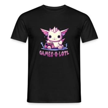 Gamer Axolotl Anime Axolotl T for gaming fans - Men's T-Shirt - black - Front - AI Model Male 178 light (178cm)