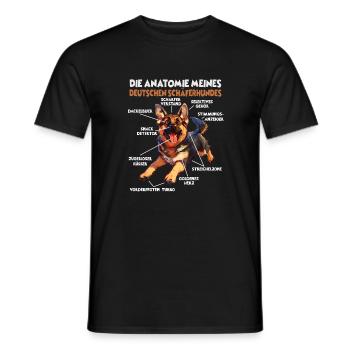 Berger allemand chien propriétaire T anatomie promenade - T-shirt homme - noir - Devant - AI Model Male 178 light (178cm)