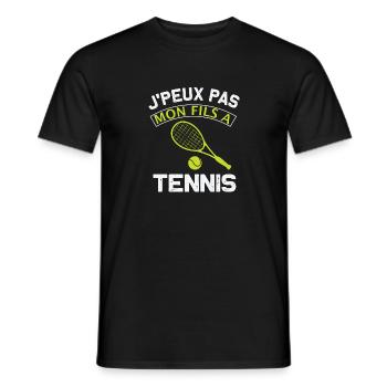 Je peux pas mon fils a tennis - Humour drôle - T-shirt homme - noir - Devant - AI Model Male 178 light (178cm)