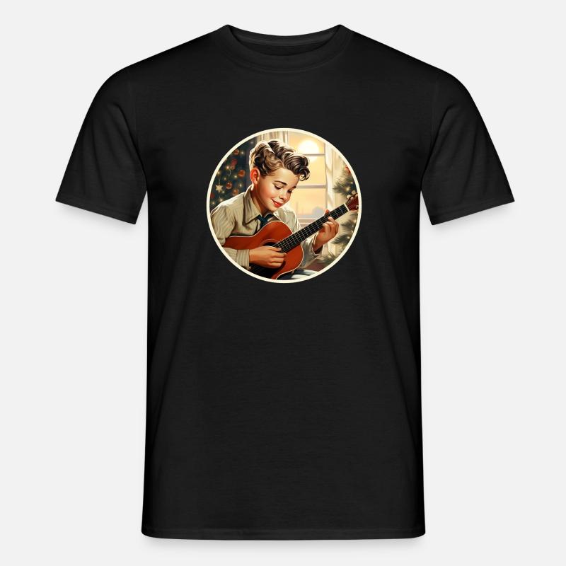 Boy playing a Christmas carol - Men's T-Shirt - black