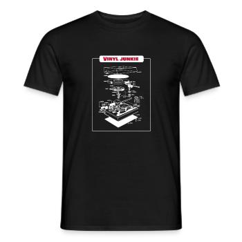 Vinyl Junkie Retro Vintage Turntable Gift - Men's T-Shirt - black - Front - AI Model Male 178 light (178cm)