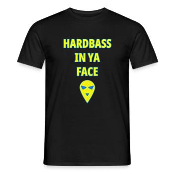 HARDBASS IN YA FACE - Men's T-Shirt - black - Front - AI Model Male 178 light (178cm)