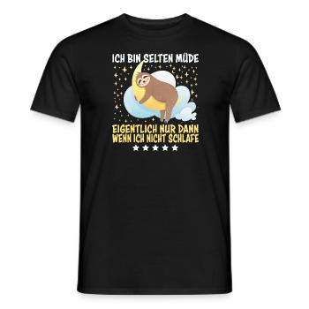 Selten Müde Schlafen Lustige Faultier Sprüche - Männer T-Shirt - Schwarz - Vorne - AI Model Male 178 light (178cm)