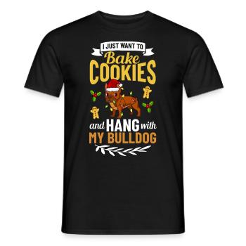 Bouledogue anglais chien chiot Noël - T-shirt homme - noir - Devant - AI Model Male 178 light (178cm)