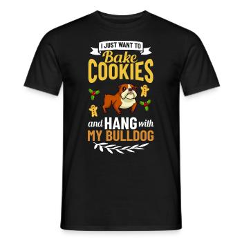 Chien Bulldog anglais Chiots Noël - T-shirt homme - noir - Devant - AI Model Male 178 light (178cm)
