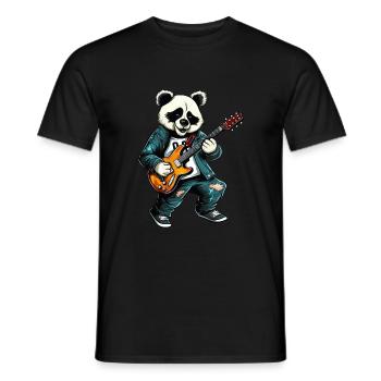 Panda Guitarist: Rock in the Animal Band - Men's T-Shirt - black - Front - AI Model Male 178 light (178cm)