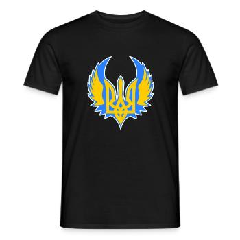 Ukraine Ukrainian Coat of Arms Wing Support - Men's T-Shirt - black - Front - AI Model Male 178 light (178cm)