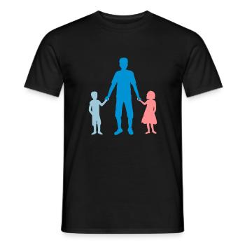 2 Children Papa Family - Men's T-Shirt - black - Front - AI Model Male 178 light (178cm)